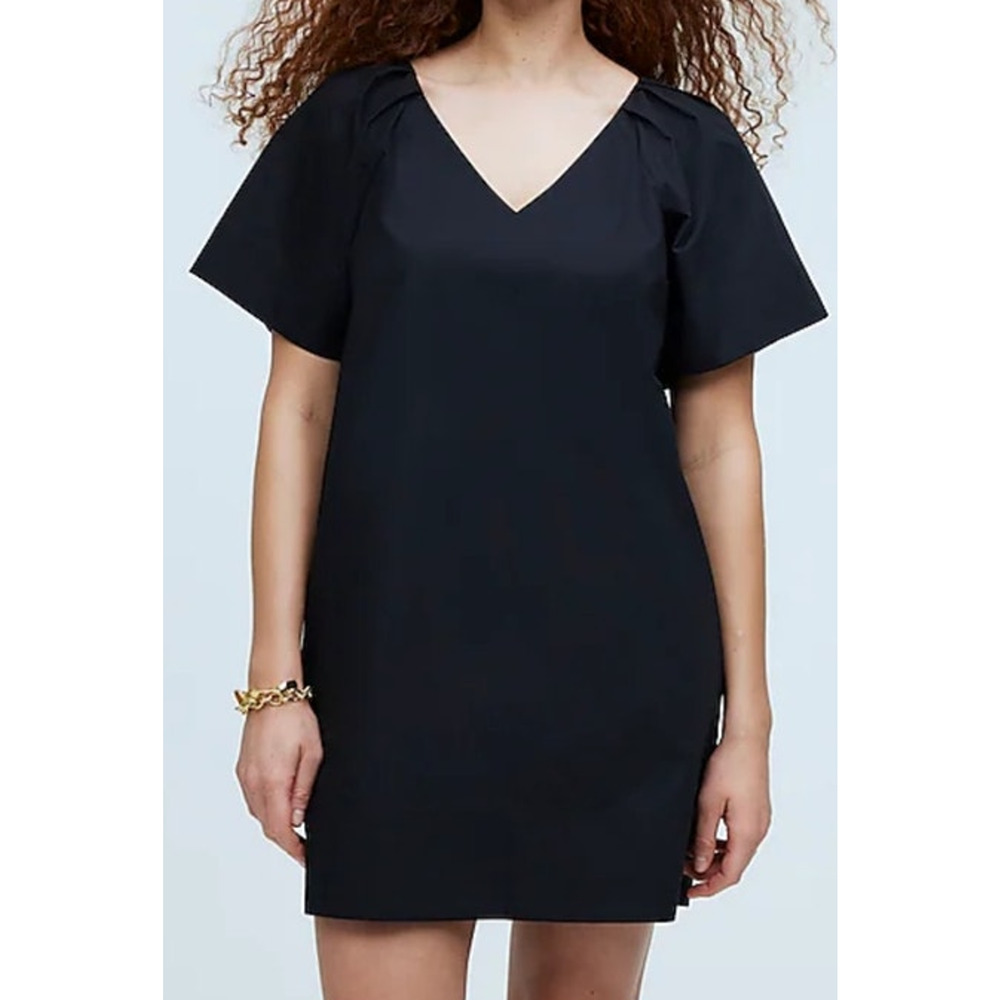 Madewell V Neck Mini Short Sleeve Trendy Going Out Shirt Dress US Womens XXS New